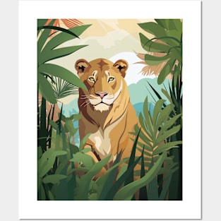 Female Lion In The Jungle Posters and Art